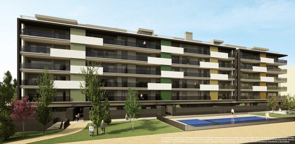 fachada del edificio aire por el lado de la zona verde